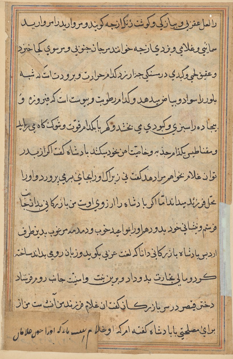 Página de Cuentos de un loro (Tuti-nama): página de texto de Unknown artist