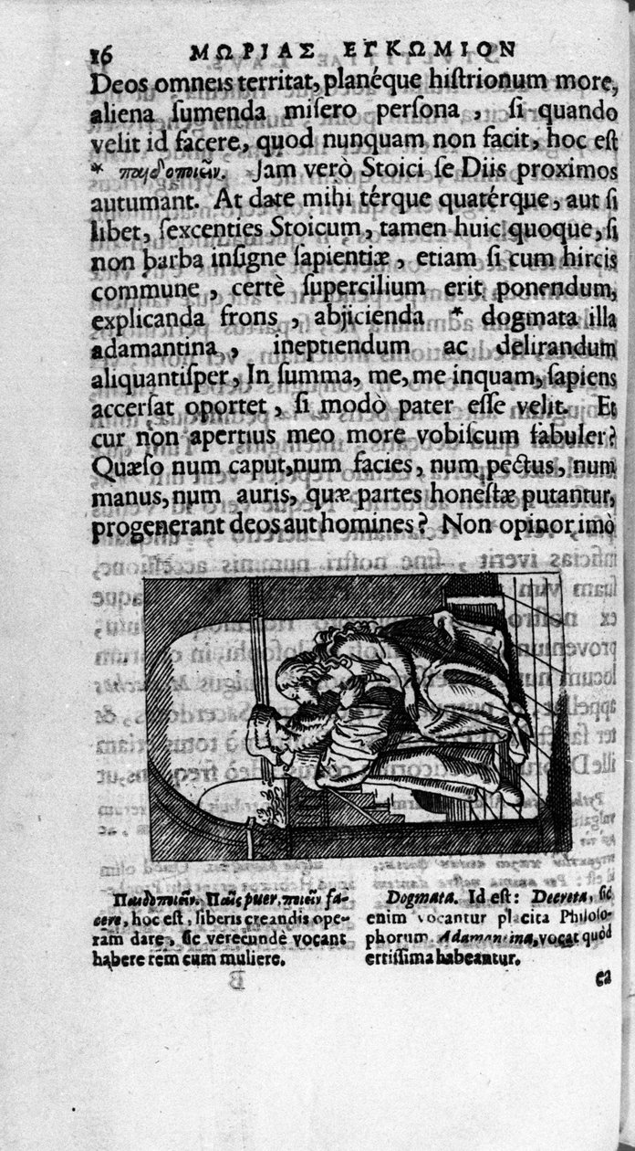Página ilustrada por una edición de “Elogio de la locura” de Didier (Disderius) Erasmo (Erasmo de Rotterdam) de Unknown artist