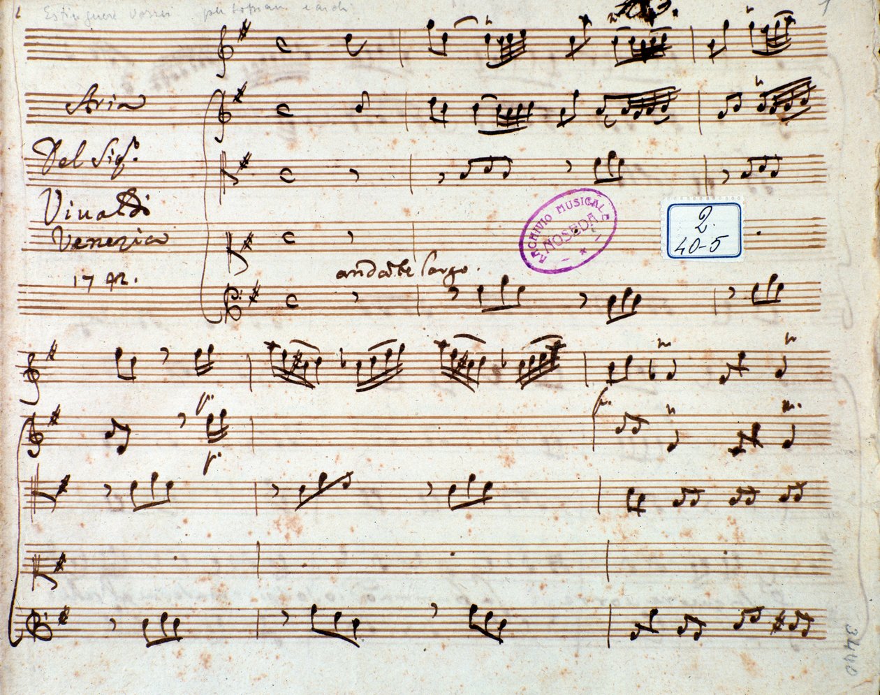 Página de partitura musical de Estinguere vorrei aria en la ópera Griselda de Antonio Vivaldi de Unknown artist
