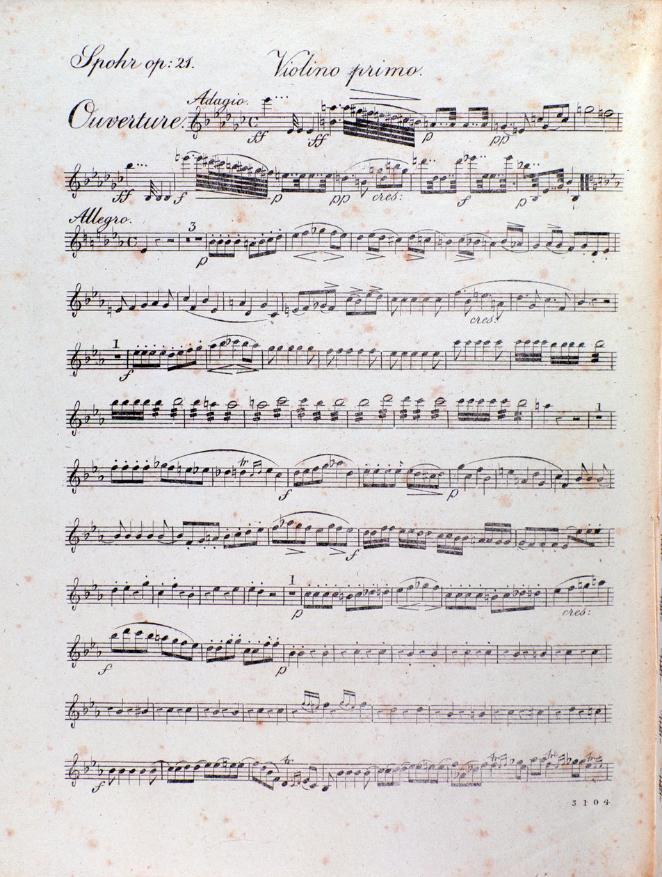 Página de partitura de la obertura de Alruna de Louis Spohr de Unknown artist