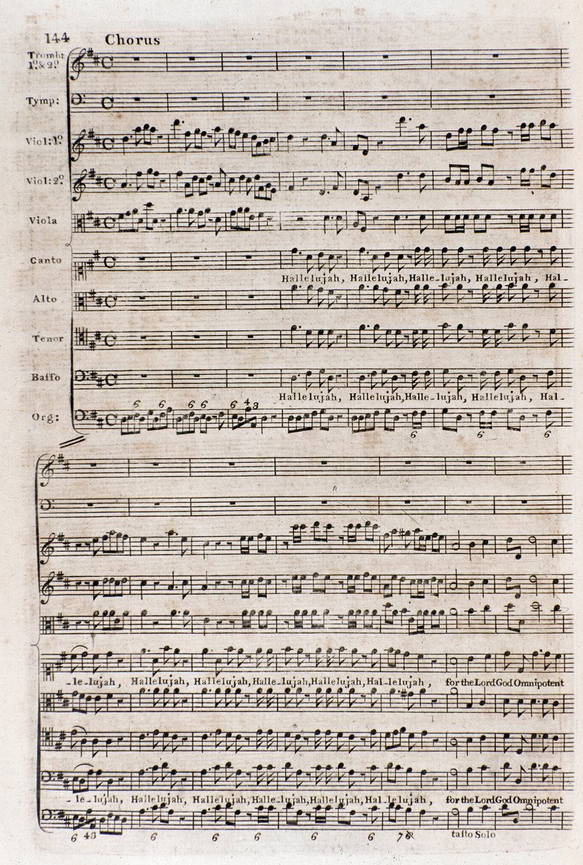 Página de la partitura del coro “Hallelujah” en 