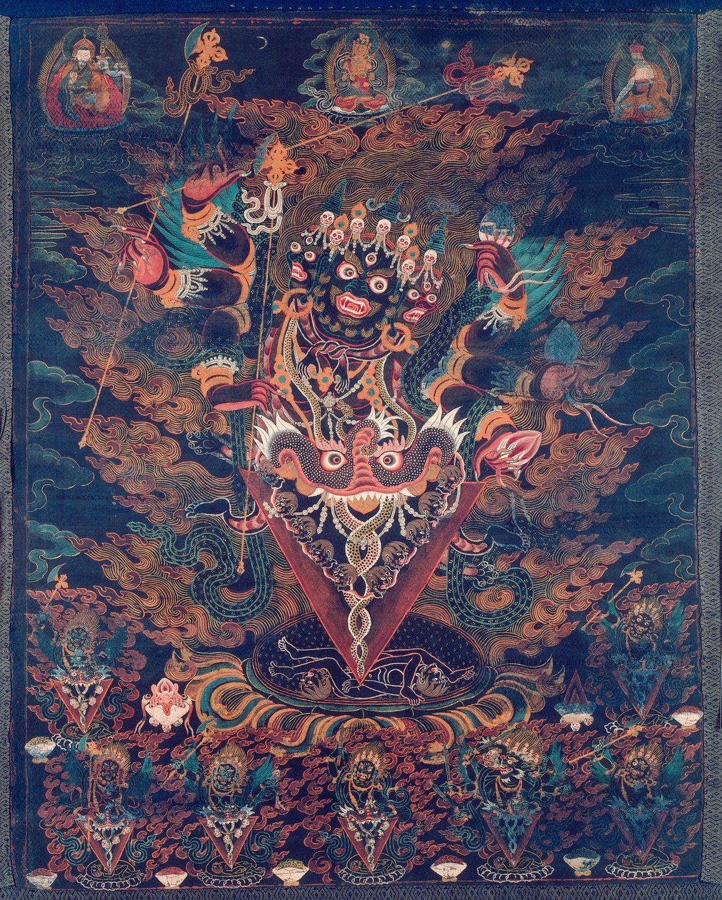 Estandarte pintado (Thangka) con Guru Dragpur, una forma iracunda de Padmasambhava de Unknown artist