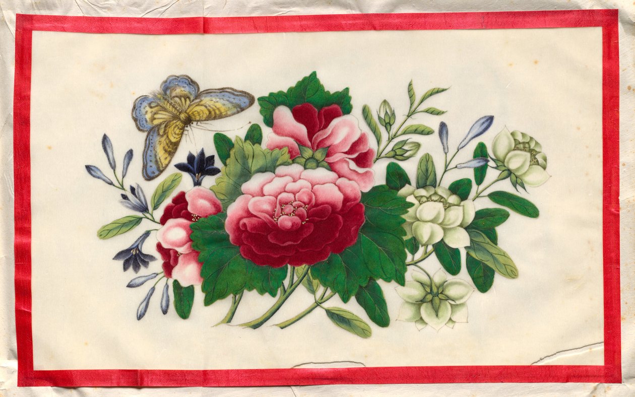 Pintura Nueve del Libro Ilustrado de Flores y Mariposas de Unknown artist
