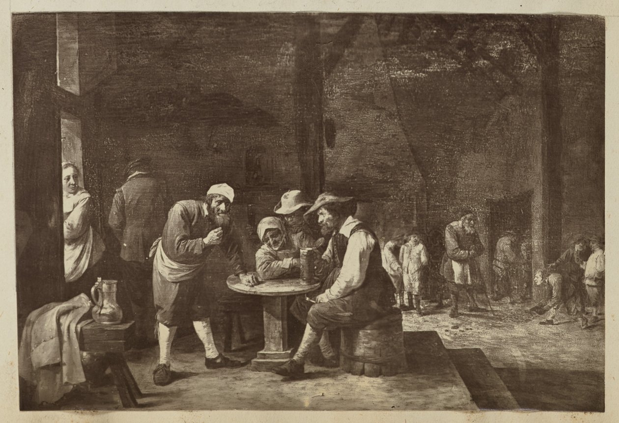 [Pintura de hombres reunidos a la mesa] de Unknown artist