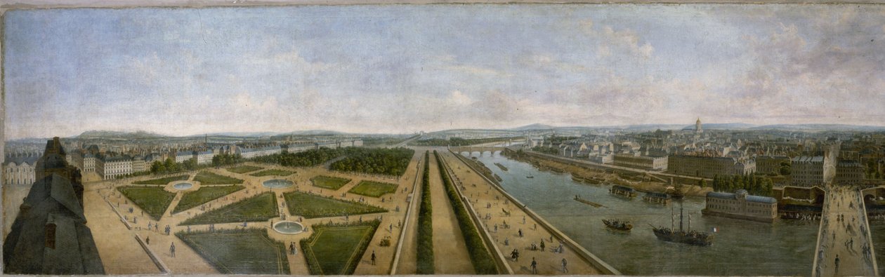 Panorama de París desde el tejado del Pabellón de Flores de las Tullerías, hacia 1833 (óleo sobre lienzo) de Unknown artist