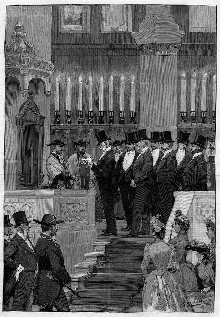 París 1890: Instalación de Zadoc Kahn, gran rabino de Francia. Monsieur Alphonse de Rothschild leyendo la orden de nombramiento de Unknown artist