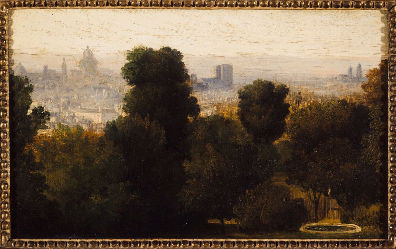 París vista desde las alturas de Belleville; hacia 1840, actual distrito 19, en 1840 (óleo sobre lienzo) de Unknown artist