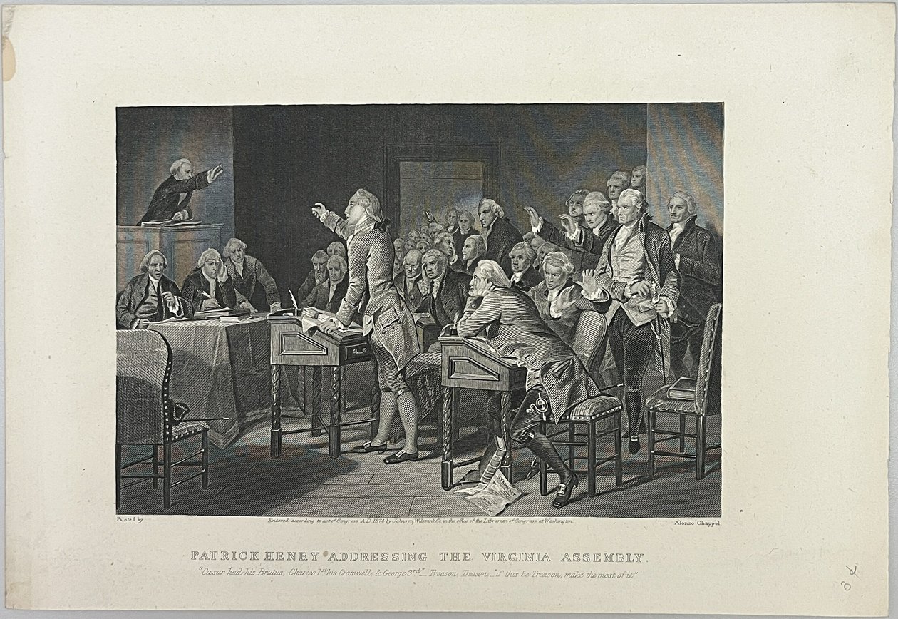 Patrick Henry se dirige a la Asamblea de Virginia de Unknown artist