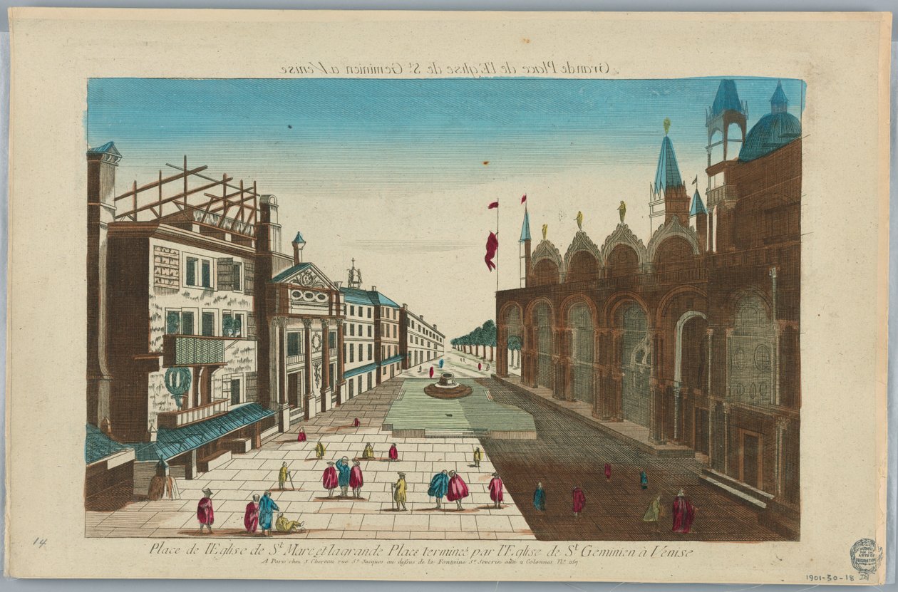 Vista de la iglesia de San Marcos y la Gran Plaza terminada por la iglesia de San Geminiano en Venecia de Unknown artist