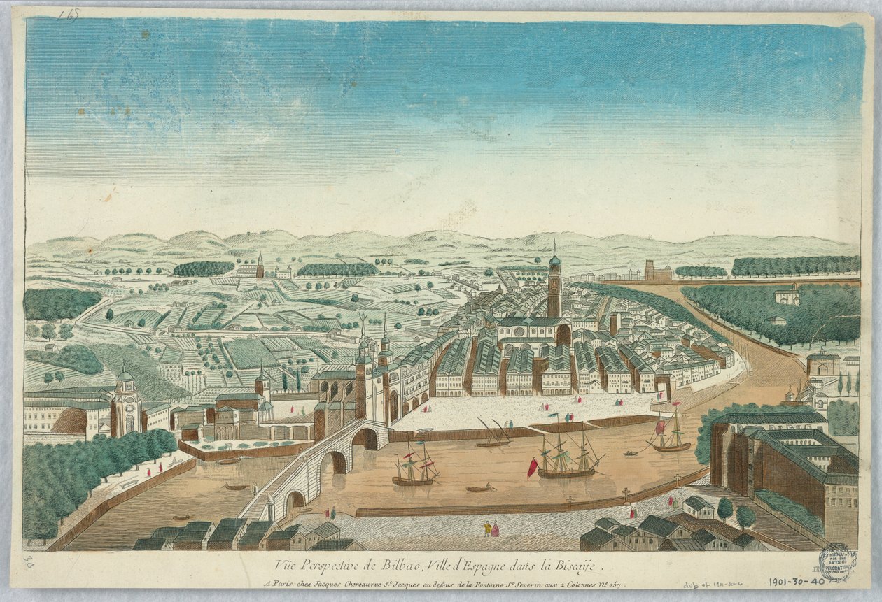 Peep-show, Vista perspectiva de Bilbao, ciudad de España en la Biscaya de Unknown artist
