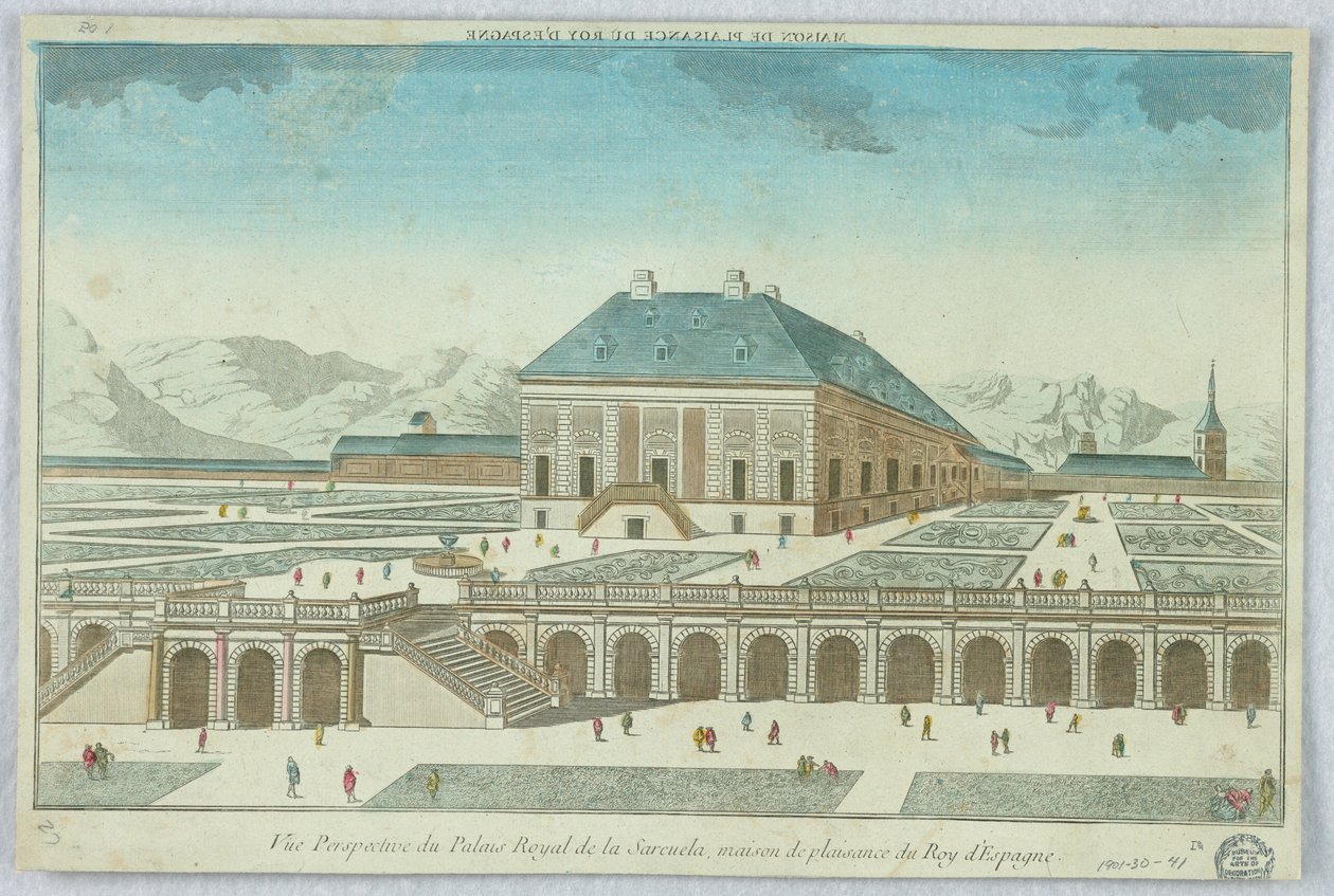 Vista de un Peep-show, Perspectiva del Palais Royal de la Sarcuela, Casa de Placer del Rey de España de Unknown artist