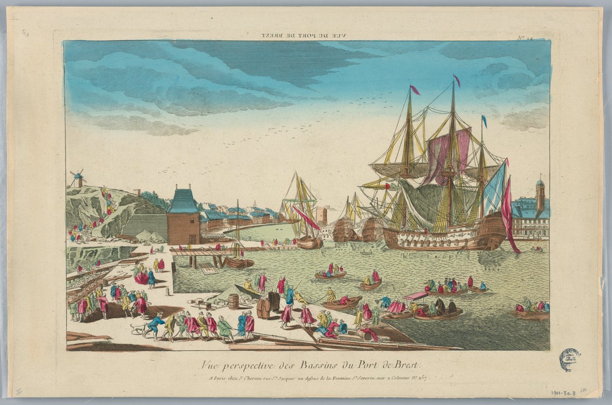 Vista en Perspectiva de los Estanques del Puerto de Brest, No. 24 de Unknown artist