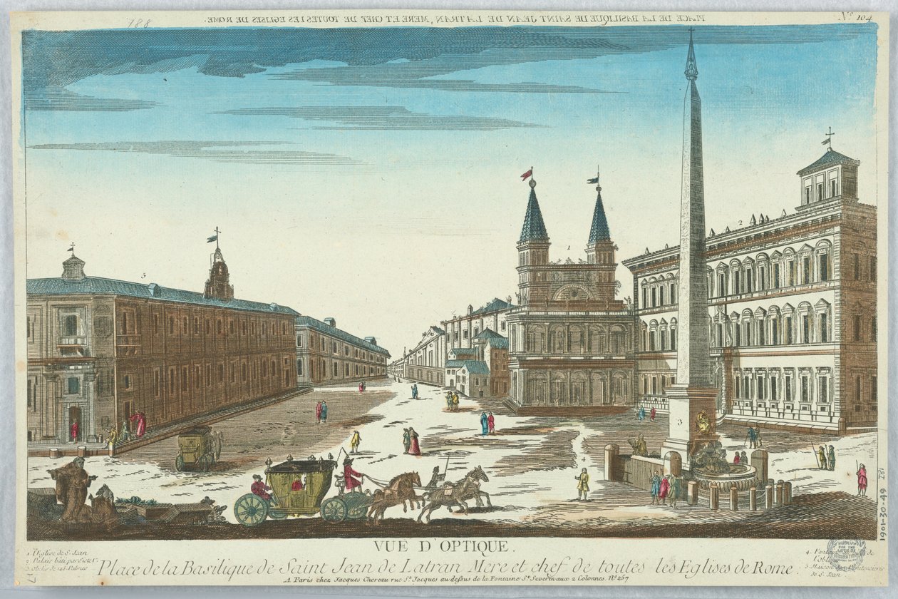 Vista óptica, Plaza de la Basílica de San Juan de Letrán Madre y Jefa de Todas Las Iglesias de Roma, No. 104 de Unknown artist