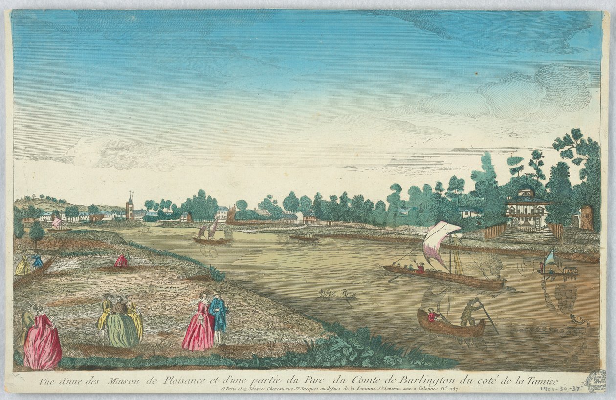 Peep-show, Vista de una de las casas de placer y una parte del condado de Burlington del lado del Támesis de Unknown artist
