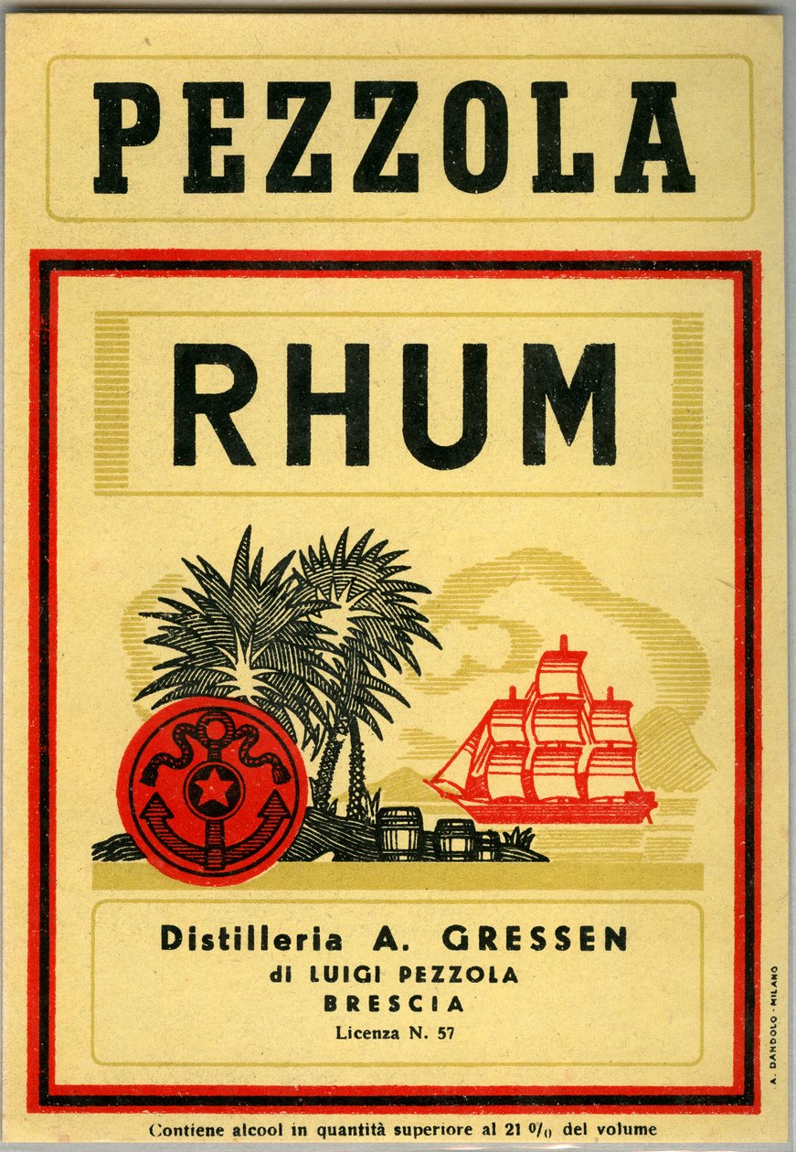 Anuncio de alcohol Pezzola rum (cromolitografía de finales del siglo XIX) de Unknown artist