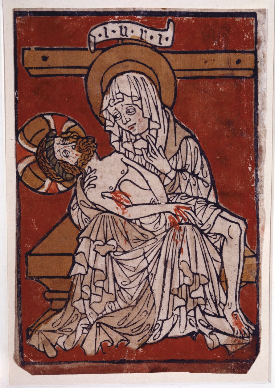 Piedad de la abadía de Stift Lambach, c.1420-30 (grabado en color) de Unknown artist