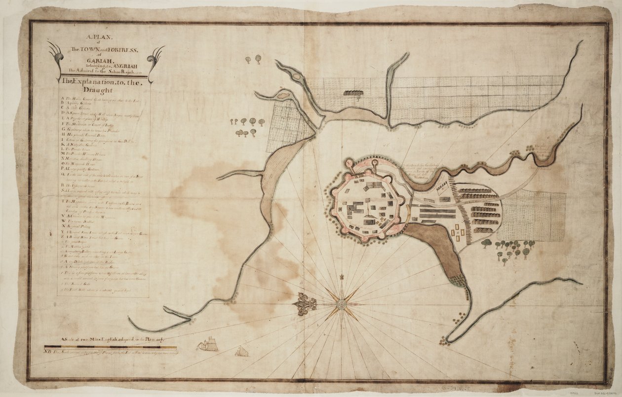 Plano de la ciudad y fortaleza de Gariah, c.1755 (tinta, acuarela) de Unknown artist