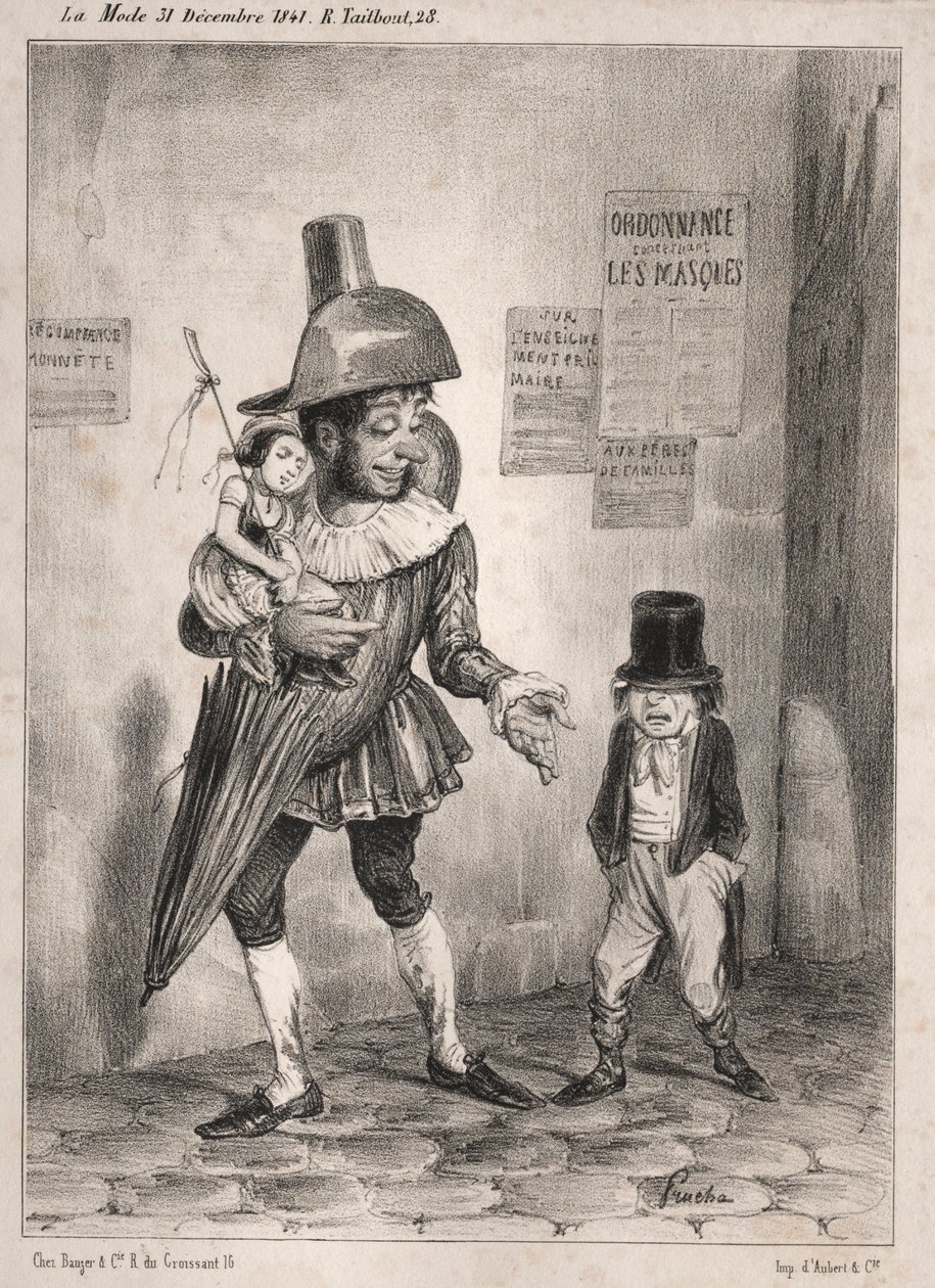 Pochades de carnaval: ¿Ves, si tu maestro está contento contigo y si tienes el premio de sabiduría este año! ¡Te dejaré disfrazarte de payaso! ...¡el año que viene! de Unknown artist