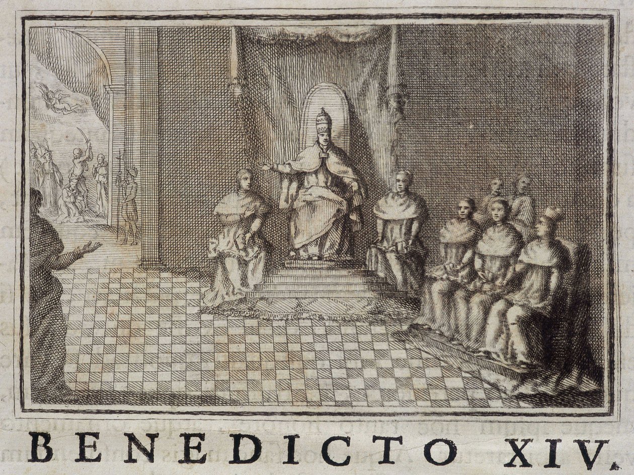 Papa Benedicto XIV (1740-1758) en “Anales de la Orden de Predicadores” por Thomas-Marie Mamachi, Roma de Unknown artist