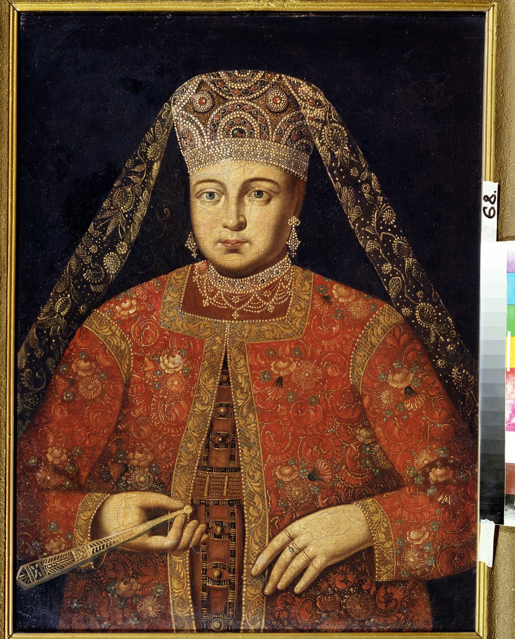 Retrato de la zarina Marfa Matveyevna (1664-1715) (Retrato de la zarina Marfa Matveyevna). Pintura anónima, 79 x 60 cm, debut 18e siecle. Museo de Arte M. Tuganov de Osetia del Norte, Vladikavkas (rusia). de Unknown artist
