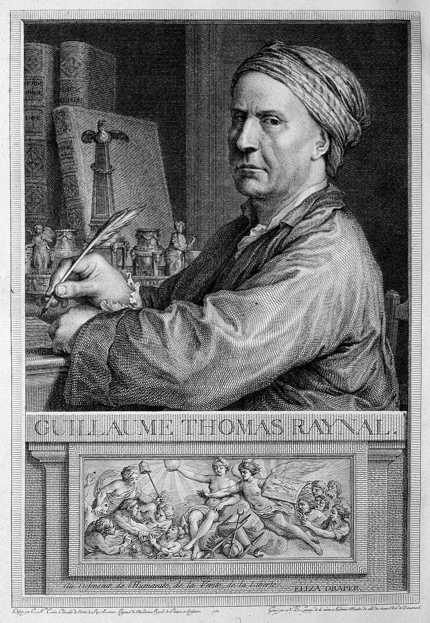 Retrato en frontispicio de Raynal - en “Historia Filosófica y Política de los Establecimientos y Comercio de los Europeos en las Dos Indias” de Guillaume Thomas Raynal de Unknown artist
