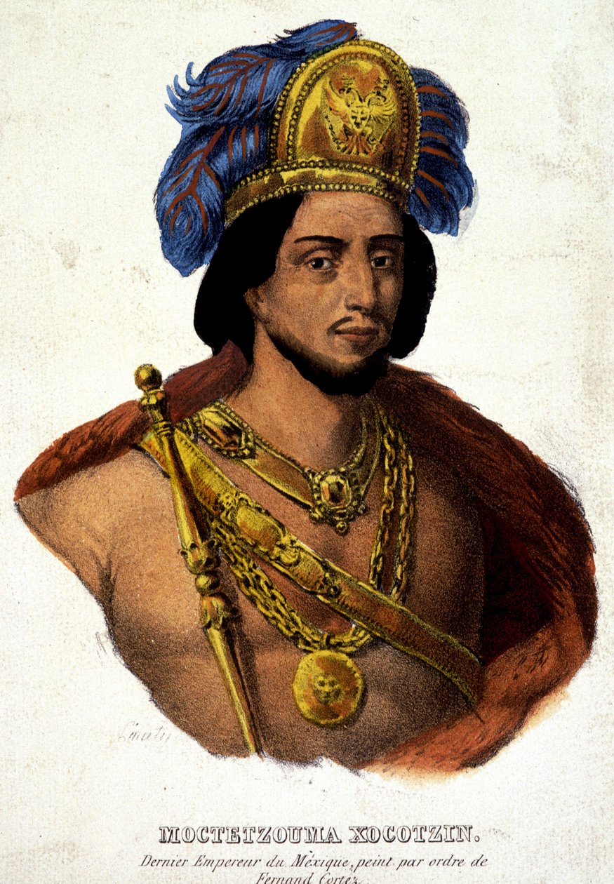 Retrato en busto de Moctezuma (o Montezuma), último emperador de México - il. siglo XIX d.C. doc. siglo XVI de Unknown artist