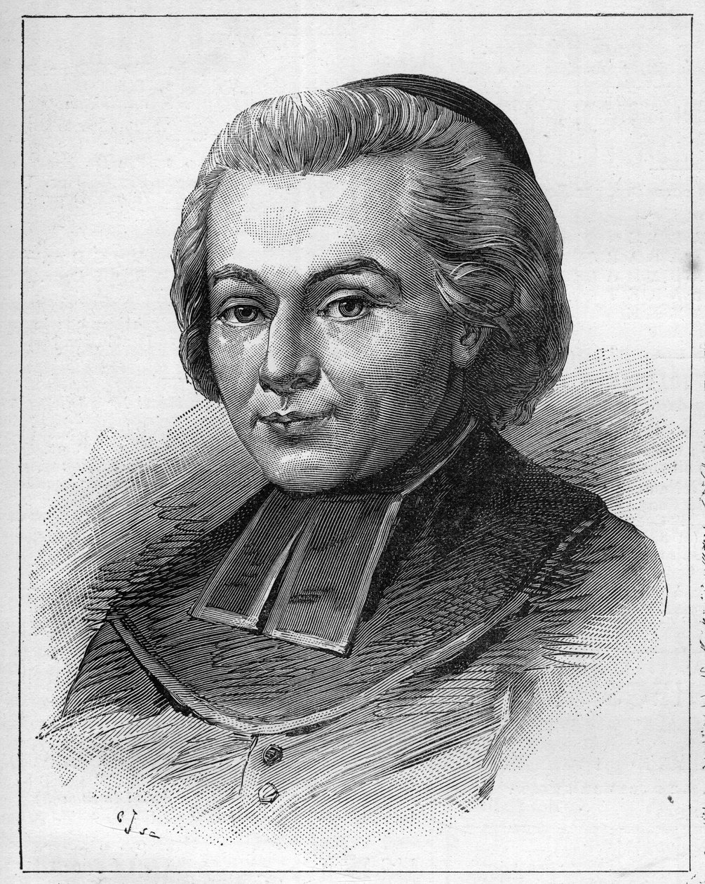 Retrato del Abate Fabre o Jean-Baptiste (Jean Baptiste) Fabre (1727-1783), un eclesiástico y escritor francés. Grabado en "Le Monde Illustré" de Unknown artist