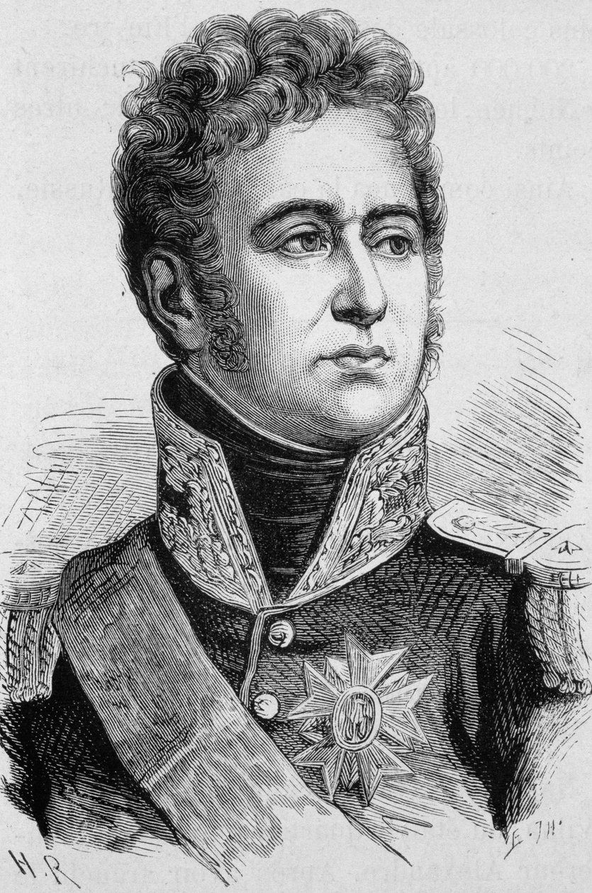 Retrato de Alexandre Law, Marqués de Lauriston (1768 - 1828). Grabado de finales del siglo XIX en "Histoire de France" de H. Martin. de Unknown artist