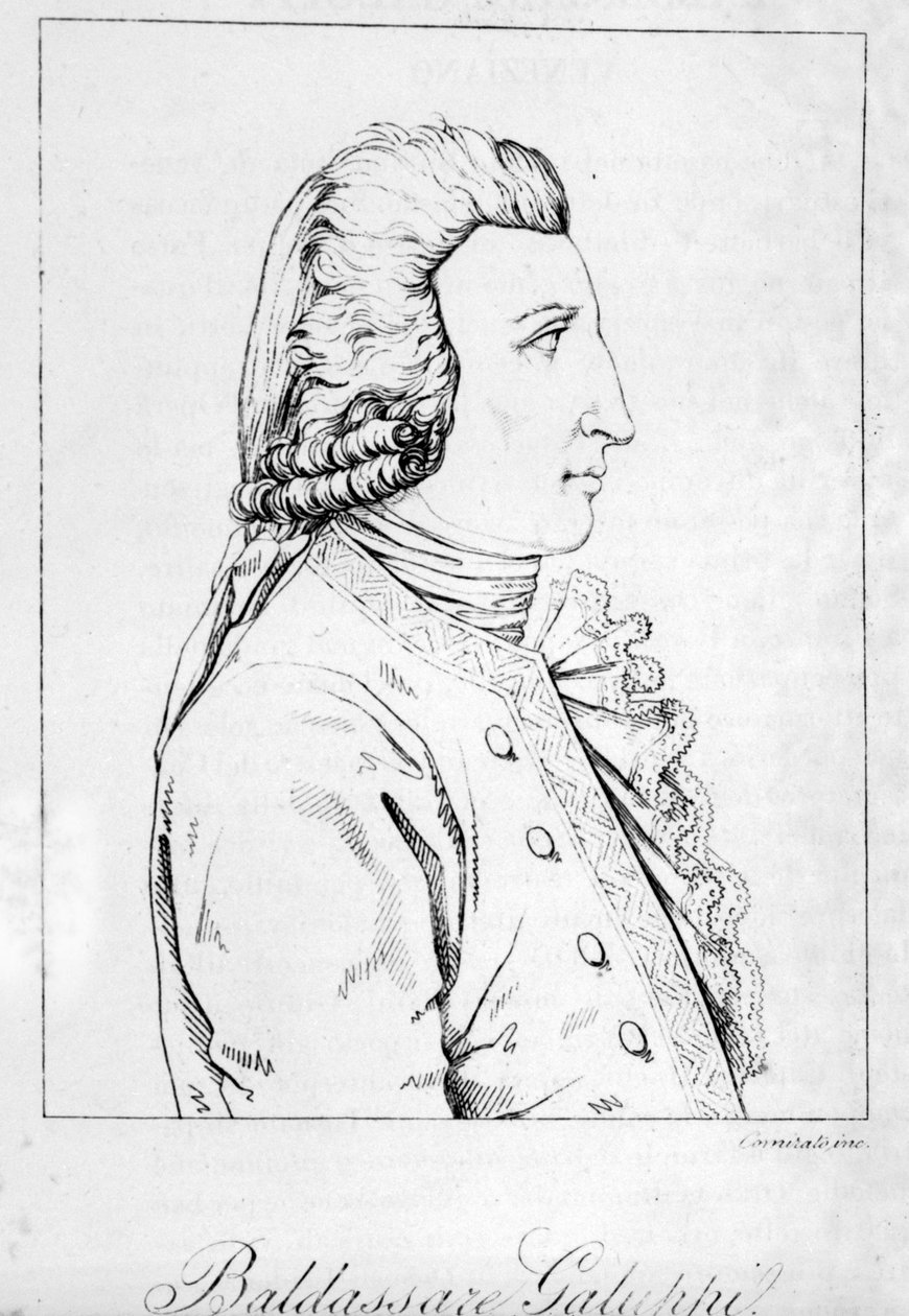 Retrato de Baldassare Galuppi. Compositor italiano (1706 a 1785) Grabado veneciano de finales del siglo XVIII de Unknown artist
