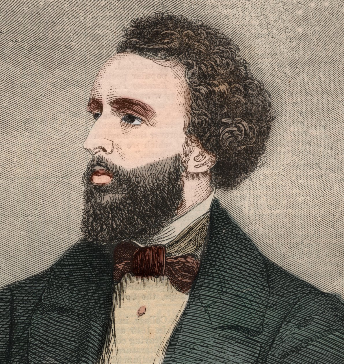 Retrato de Bayard Taylor (1825-1878), poeta estadounidense. Grabado en “The Illustrated London News” del 23 de enero de 1858. de Unknown artist