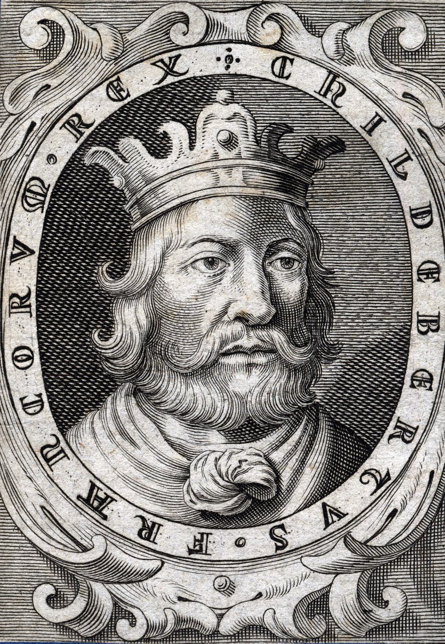 Retrato de Childeberto I (c. 495-558), Rey de París. Grabado del siglo XVIII de Unknown artist