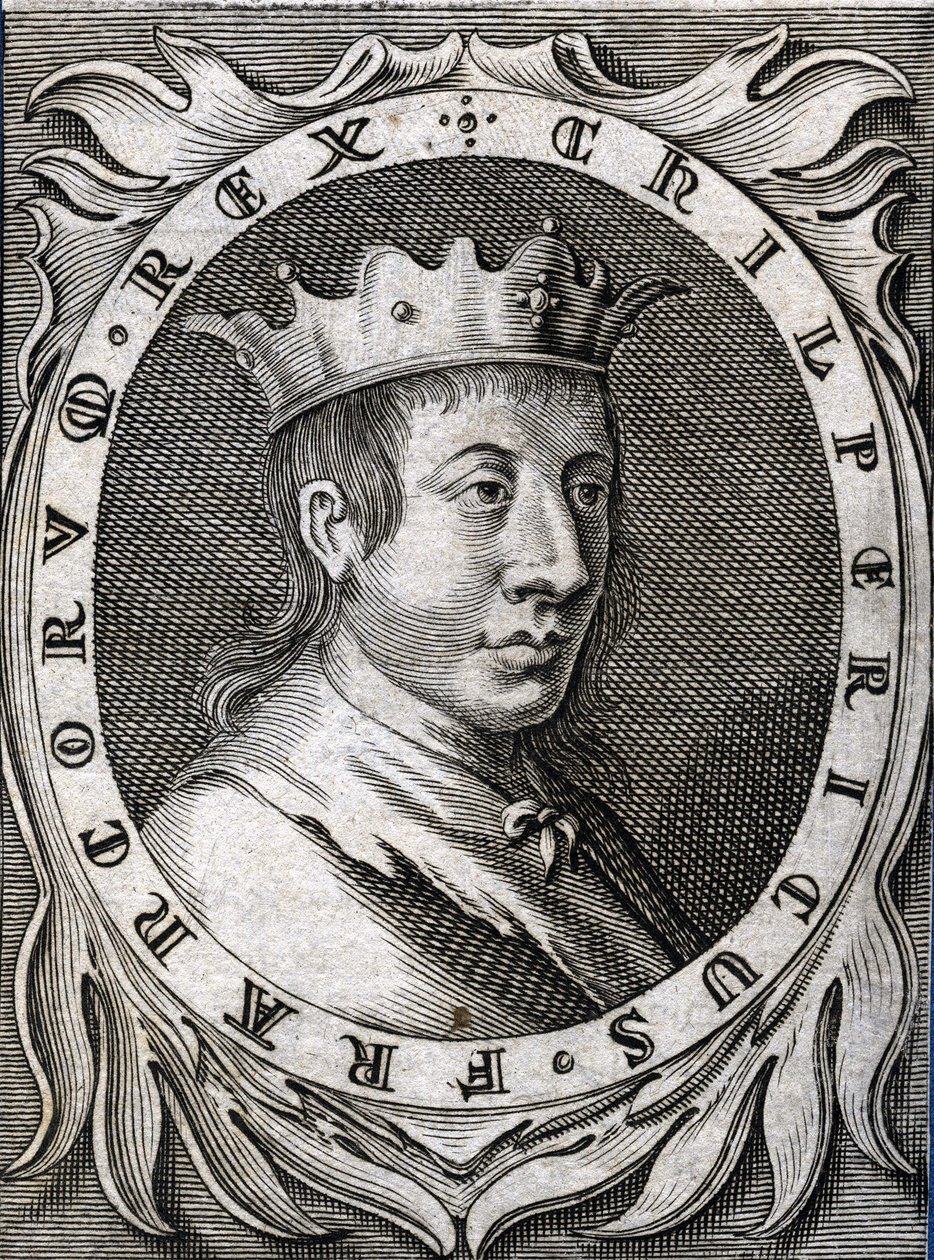 Retrato de Chilperico II (v. 670-721), rey de Neustria (grabado del siglo XVIII) de Unknown artist