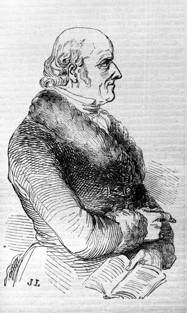 Retrato de Christian Hahnemann (1755 - 1843), médico fundador de la homeopatía. Grabado del siglo XIX. de Unknown artist