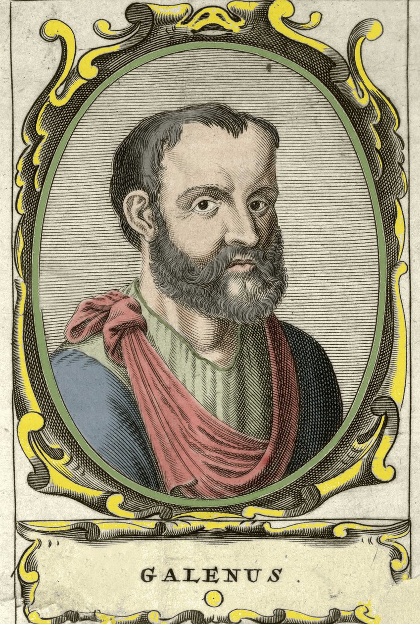 Retrato de Claudio Galeno (v. 131 - v. 201), médico griego. Grabado del siglo XVIII. de Unknown artist