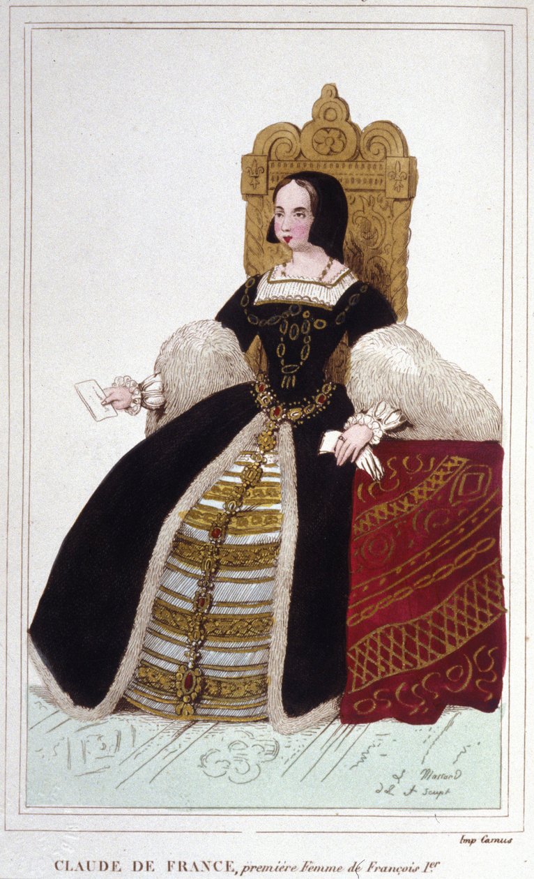 Retrato de Claude de Francia (1499 - 1524) esposa de Francisco I, Rey de Francia. Grabado de 1830 de Unknown artist