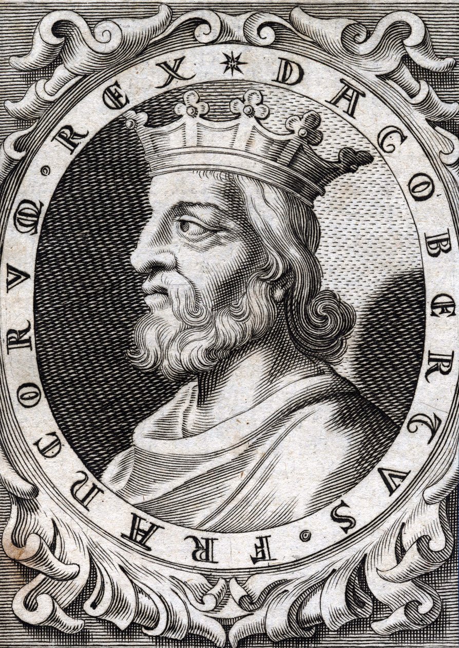 Retrato de Dagoberto I (? - 639), rey de los francos, dinastía de los merovingios (grabado del siglo XVIII) de Unknown artist