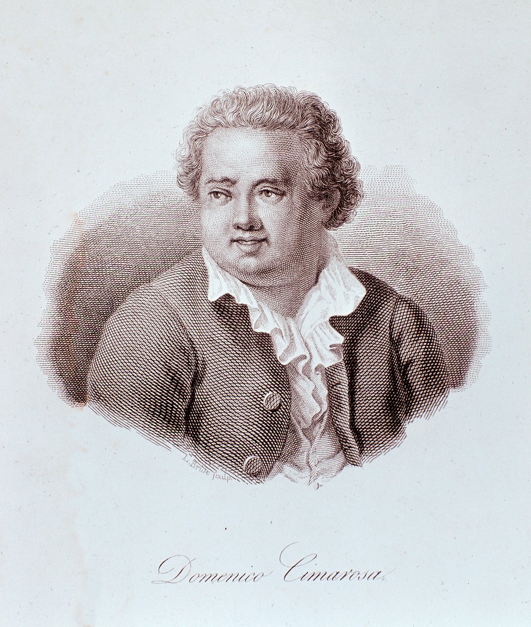 Retrato de Domenico Cimarosa (1749-1801) compositor italiano. Grabado. Siglo XVIII. Milán, biblioteca del conservatorio de Unknown artist
