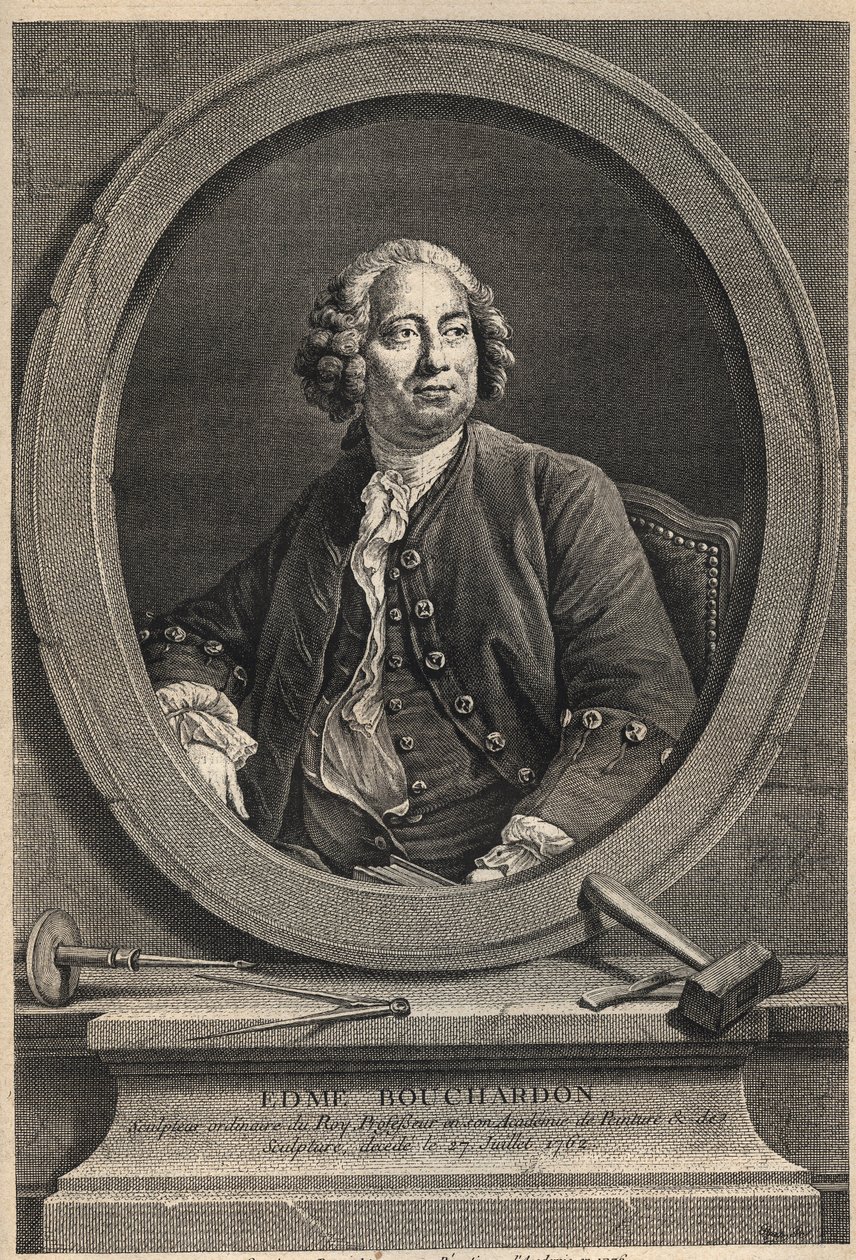 Retrato de Edme Bouchardon (1698-1762) escultor y dibujante francés - grabado de 1776 de Unknown artist