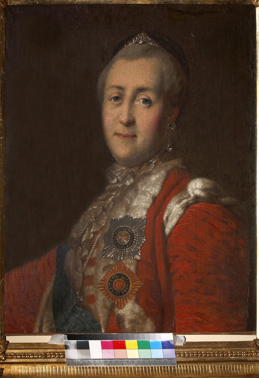 Retrato de la emperatriz Catalina II (1729-1796), Anónimo. Óleo sobre lienzo, Segunda Mitad del siglo XVIII, Museo Estatal de A.S. Pushkin, Moscú de Unknown artist