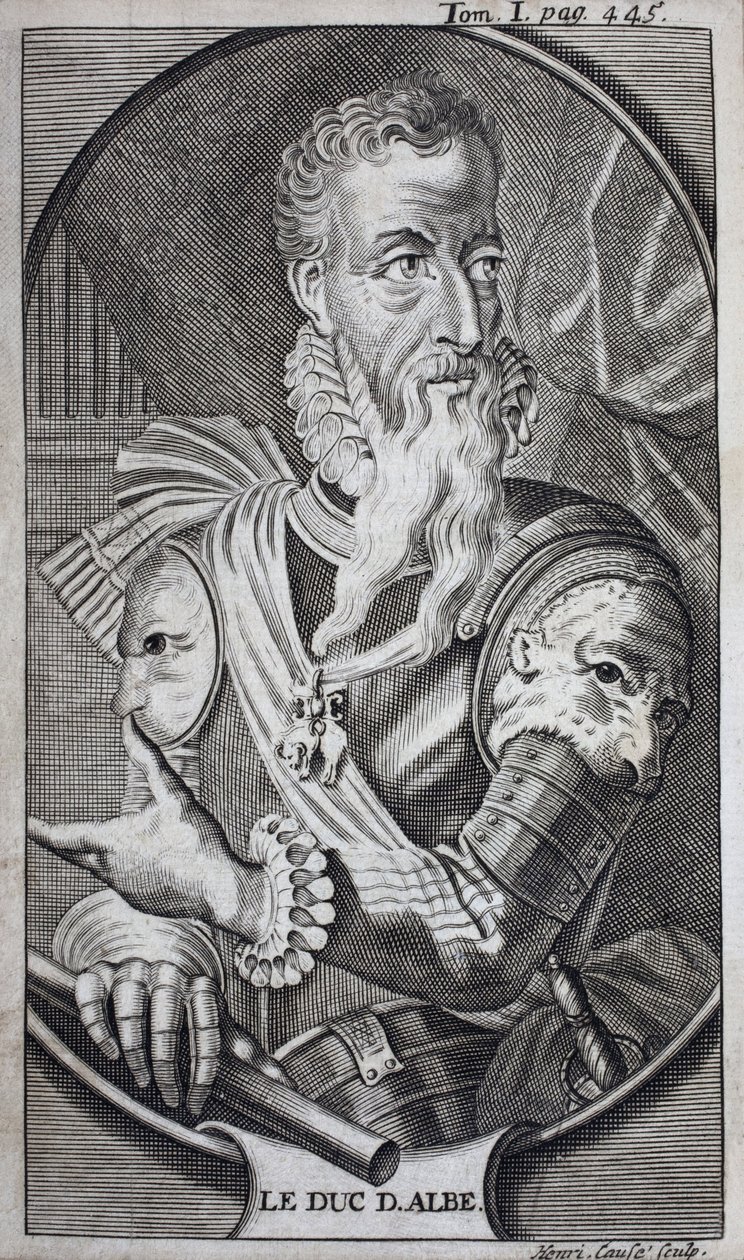 Retrato de Fernando Álvarez de Toledo (1507-1582) Tercer Duque de Alba, Grande de España, Duque de Huescar, Marqués de Coria, Conde de Salvatierra, Virrey de Nápoles (Italia) y Gobernador de los Países Bajos (Países Bajos). Grabado para ilustrar Historia d de Unknown artist
