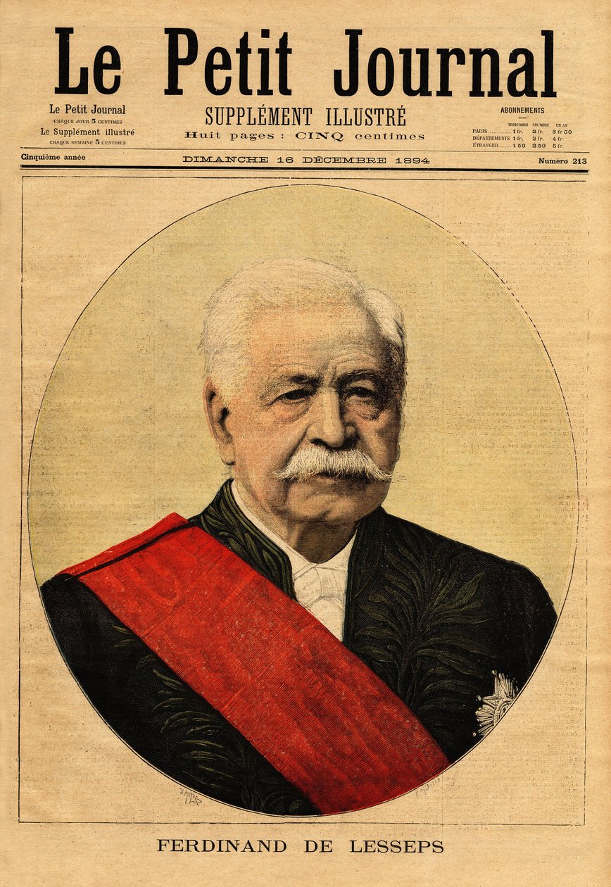 Retrato de Ferdinand de Lesseps (1805-1894), llamado "el gran francés", diplomático y empresario, principal promotor del Canal de Suez y del Canal de Panamá de Unknown artist