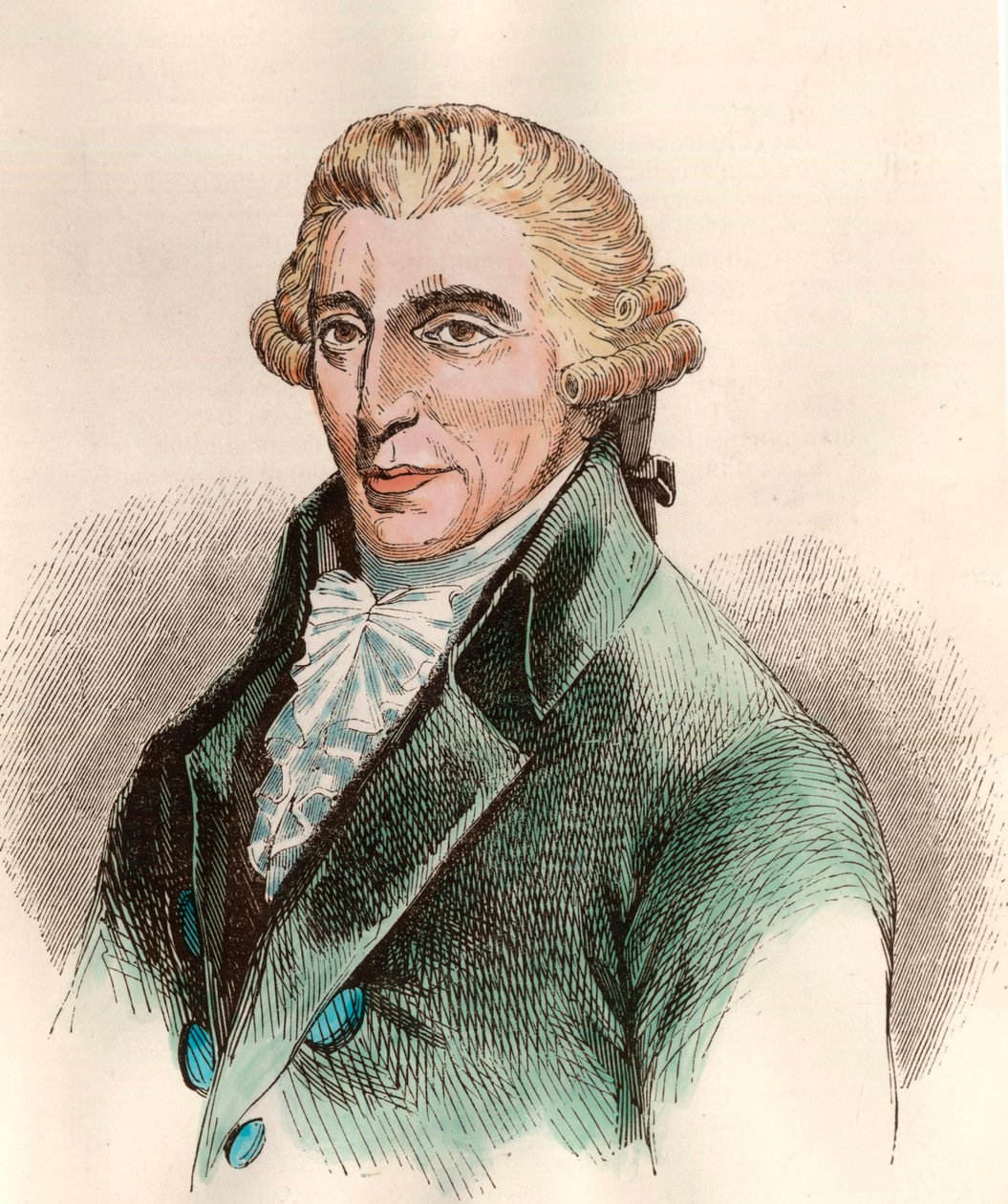 Retrato de Franz Joseph Haydn, compositor austriaco. Grabado del siglo XVIII. Colección privada. de Unknown artist