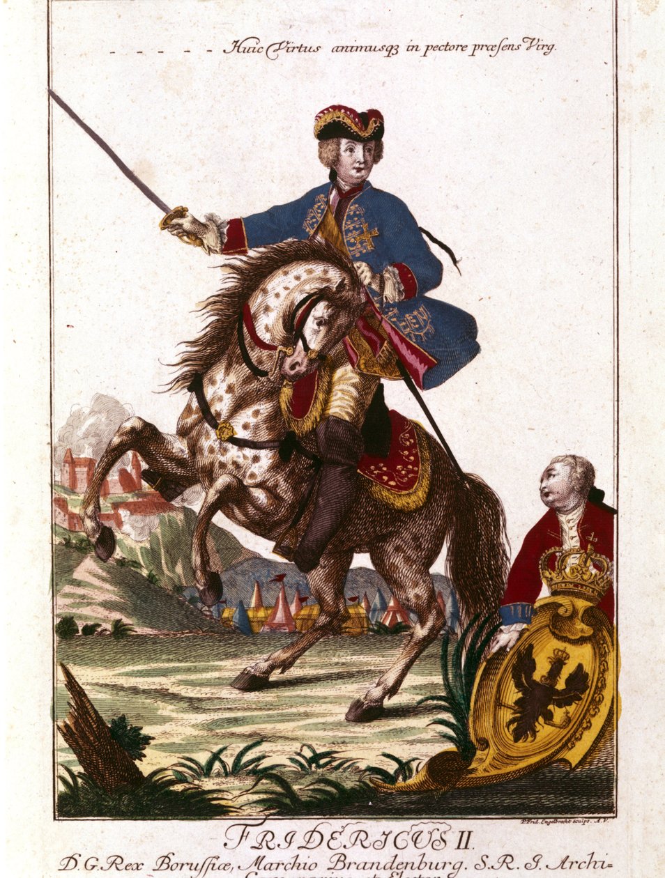 Retrato de Federico II de Prusia (1712-1786) conocido como Federico el Grande. Grabado del siglo XVIII de Unknown artist