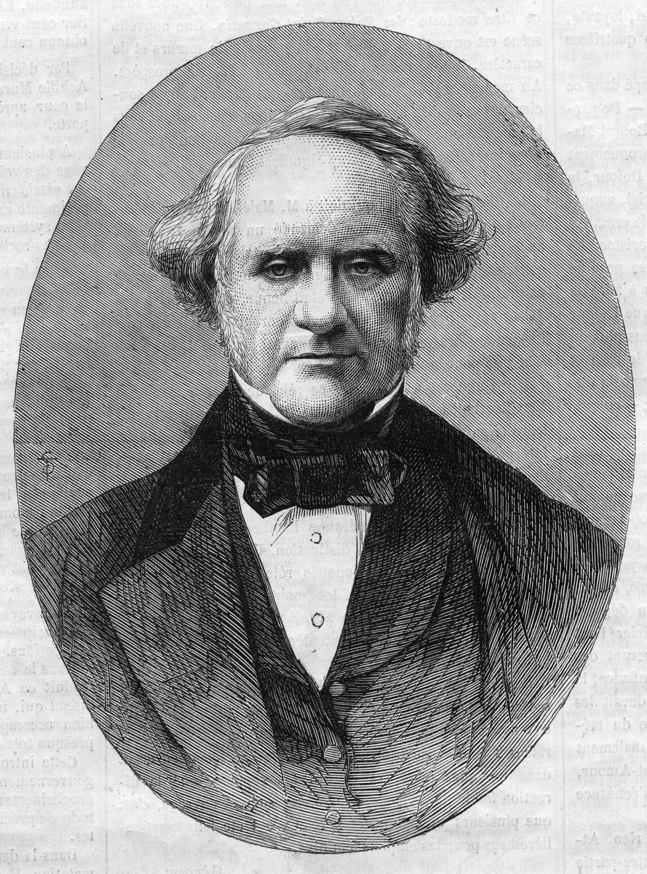 Retrato de George Peabody (1795-1869) empresario y filántropo fundador del Instituto Peabody Conservatorio de la Universidad Johns Hopkins en Maryland, Estados Unidos. de Unknown artist