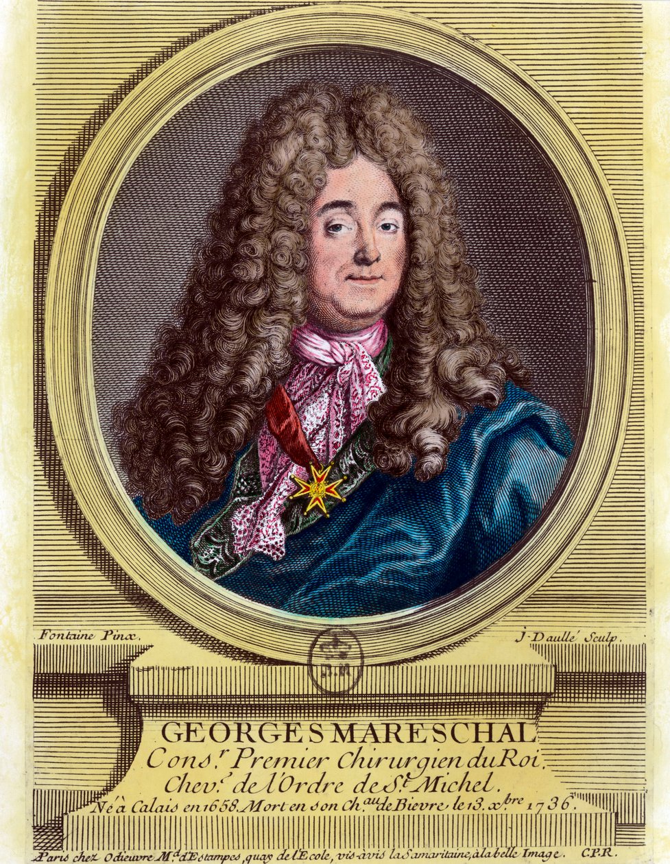 Retrato de Georges Marechal, primer cirujano del rey. Grabado del siglo XVIII. Colección privada de Unknown artist