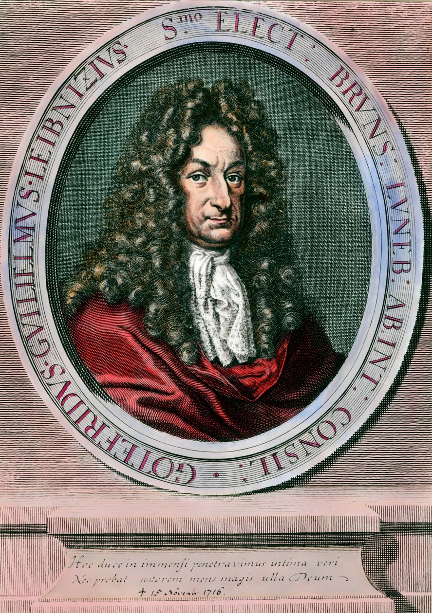 Retrato de Gottfried Wilhelm Leibniz (1646-1716) filósofo y matemático alemán. Grabado del siglo XVIII. Colección Privada de Unknown artist