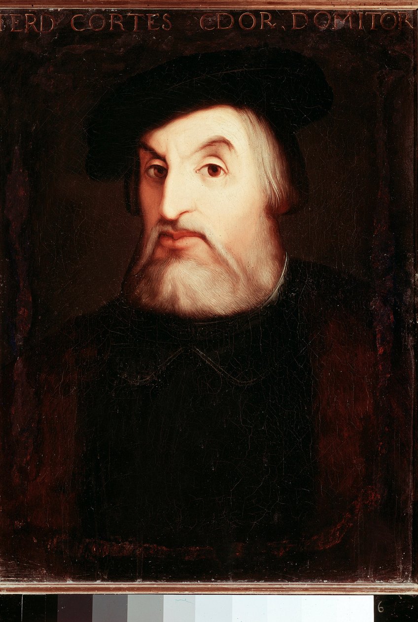 Retrato de Hernán Cortés (1485-1547), conquistador español de México. Pintura anónima. Madrid, Biblioteca Nacional. de Unknown artist