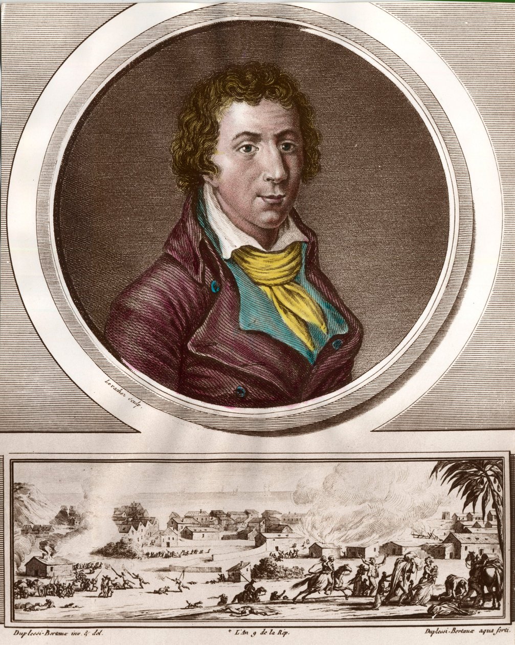 Retrato de Jacques Pierre Brissot de Warville (1754 - 1793), periodista y político francés. Fundó la Sociedad de Amigos de los Negros, partidario de la abolición de la esclavitud. Grabado del siglo XVIII. Colección privada. de Unknown artist