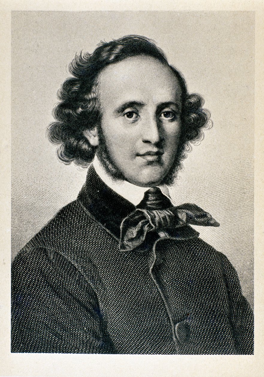 Retrato de Jakob Ludwig Felix Mendelssohn Bartholdy (1809-1847), director y compositor alemán. Litografía del siglo XIX Biblioteca del Conservatorio Giuseppe Verdi, Milán de Unknown artist