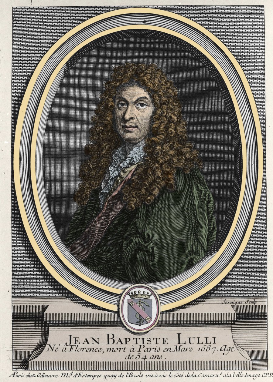 Retrato de Jean Baptiste Lully (Giovanni Battista Lulli) (1632-1687), compositor francés de origen italiano. Grabado del siglo XIX. de Unknown artist